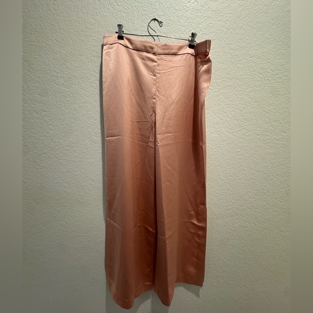 NWT Trina Turk Sz XL Sunset Wide-Leg Satin Pants in Blush Pink - Picture 4 of 8